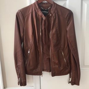 Express brown leather jacket size small